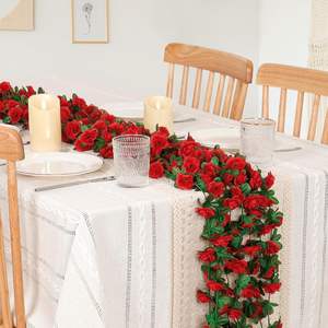 Guirlandes de fleurs artificielles, fausses roses oranges, fleurs en soie, fausses fleurs en plastique, guirlande florale suspendue pour l'extérieur, décoration d'automne - Product Image 3