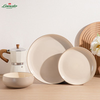 Stock ! Assiettes en céramique blanche solide polie, durables, écologiques, modernes, conçues sur mesure, marque LOMATO, lot de 4, pour les entreprises