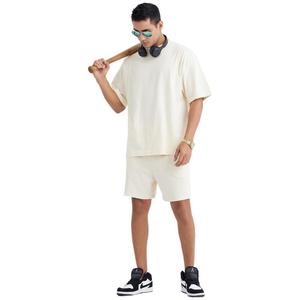 T-shirt décontracté en mélange de coton 220g Sorona Tech Cool Summer à col ras du cou et manches courtes, coupe ample, épaules tombantes, tenue de couple personnalisable - Product Image 4