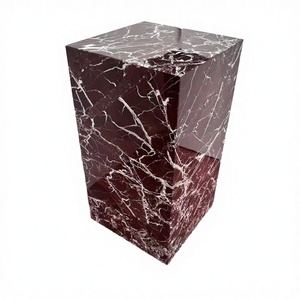 Hayat Group Red Levanto <b>Marble</b> Modern <b>Side</b> <b>Table</b> Plinth for Living Room Furniture - Product Image 3