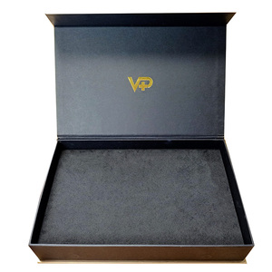 Recycled Custom Luxury Magnetic <b>Gift</b> Paper Box <b>Black</b> Garments <b>Gift</b> Clothing <b>Boxes</b> Folding Packaging with Gold Logo - Product Image 1