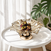 Plateau à fruits en métal et verre cristal de design européen, bol de luxe pour la maison, plateau de table basse portable pour le rangement des fruits secs et des bonbons