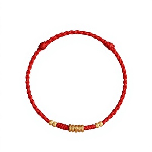 Bracelet en corde de fer rouge <span class=keywords><strong>Wufu</strong></span> Ankang avec perles dorées porte-bonheur pour femme, tressé à la main, pour cette année de vie, cadeau porte-bonheur - Product Image 1