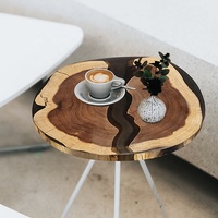 Table à manger en résine époxy en bois massif, vente en gros