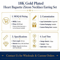 Set Perhiasan Hati Mewah Berlapis Emas 18K dengan Liontin Hati Bertabur Batu CZ dan Anting Stud untuk Wanita, Hadiah Pernikahan