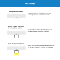 Profilé en aluminium anodisé en T pour éclairage LED encastré dans les cloisons sèches, montage en surface, lumière du jour 6000K, dimmable