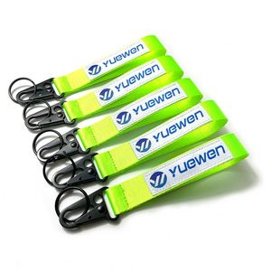 Wholesale Motorcycle Woven Keychain Fashionable Brand Fabric Keyring With Cultural Embroidery <b>Car</b> Logo Carabiner Style - Product Image 4