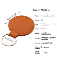 Porte-clés rond mignon simple avec accessoire de logo imprimable porte-clés en métal pièce suspendue porte-clés cadeau en cuir PU