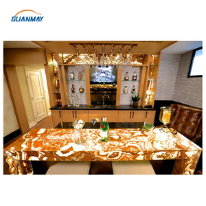 Sang trọng đá nâu <span class=keywords><strong>Onyx</strong></span> mờ <span class=keywords><strong>Backlit</strong></span> đánh bóng Countertop đá cẩm thạch tự nhiên đá Hổ Vàng <span class=keywords><strong>Onyx</strong></span> Đá Cẩm Thạch hàng đầu bàn ăn - Product Image 1