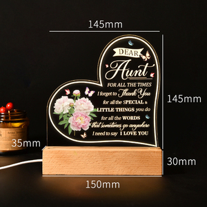 Lámpara Nocturna Acrílica al por Mayor con Foto y Texto Personalizados, Base de Madera, Lámpara USB para Tiendas de Regalos, Programas de Regalos Familiares Personalizados - Product Image 3