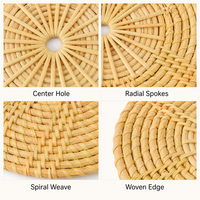 Sous-plat rond tissé à la main, dessous de plat naturel, tapis de table de cuisine, vente en gros OEM, dessous de plat tissé