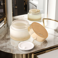 Pot cosmétique rond en verre de luxe 30ml 50ml avec pompe pulvérisatrice vide pour crème visage et contour des yeux, tonique, lotion, sérums, avec pulvérisateur et bouchon hermétique