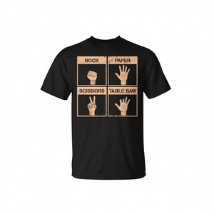 เสื้อยืดลายกราฟิก "ร็อค กระดาษ กรรไกร" สำหรับผู้ใหญ่ สีดำ ผ้าฝ้าย ลายกราฟิก ดีไซน์ตลกเกี่ยวกับความปลอดภัยในโรงงาน - Product Image 3