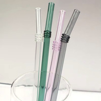 Paille à boire incurvée en verre borosilicate réutilisable, design incurvé coloré avec texture de joint en spirale pour les boissons