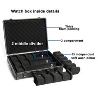 Étui de rangement pour montres de style mallette noire personnalisable pour hommes, pour le voyage (étui à montres, 18 emplacements)