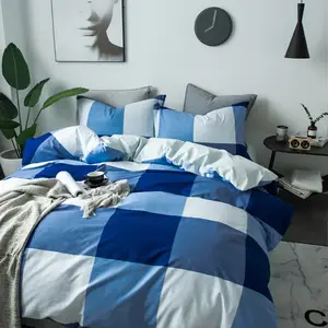 Conjunto de capa de duvet, capa de duvet xadrez com estampa geométrica