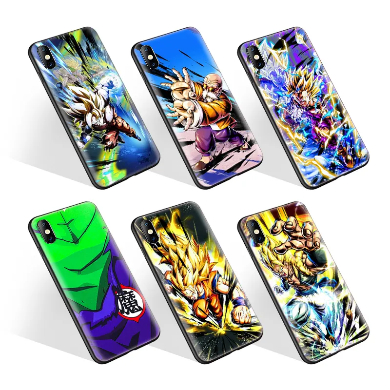 Custom Printed Black TPU Shockproof Phone Case for iPhone 11 12 Mobile Phone Silicon Cover With Anime Goku Design