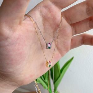 Dylam Trendy in Stock 18K Gold Plated <b>Post</b> Diamond <b>Round</b> Solitaire Pendant Halo Necklace 5A CZ Zirconia Necklace for Women - Product Image 5