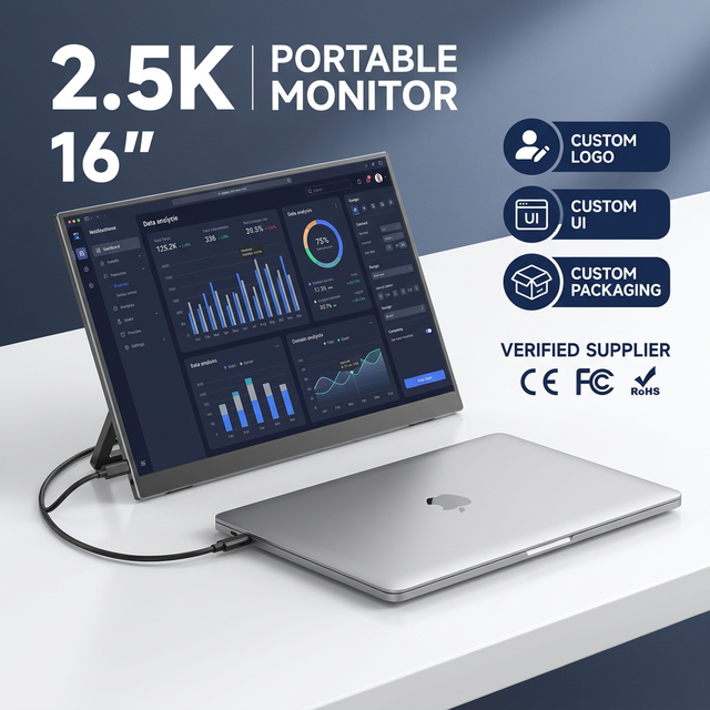 New 2.5K Professional Gaming LCD 16-Inch Portable Monitor 2560x1600 IPS Panel High Refresh Rate HDR 100% SRGB Speaker Laptop