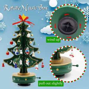 <b>Christmas</b> <b>Tree</b> Rotate Music Box With Ornaments Wooden <b>Mini</b> <b>Christmas</b> <b>Tree</b> Tabletop <b>Christmas</b> <b>Tree</b> With Music Gift - Product Image 4