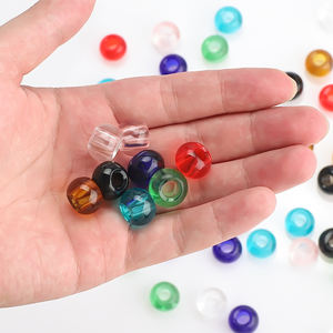 Cuentas sueltas de cristal redondas con agujero grande de 9x14MM, Cuentas planas de cristal transparente para hacer joyas, <span class=keywords><strong>abalorios</strong></span> para mujer, costura hecha a mano DIY - Product Image 5