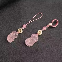Porte-clés renard à neuf queues en quartz rose naturel, pendentif de téléphone en cristal Pixiu avec améthyste et citrine