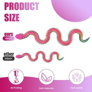 Serpiente de Plástico Impresa en <span class=keywords><strong>3D</strong></span> de 30 Pulgadas, Articulada y Móvil, Juguete Educativo para Niños y Coleccionistas, Decoración para el Hogar/Oficina (Arcoíris) - Product Image 4