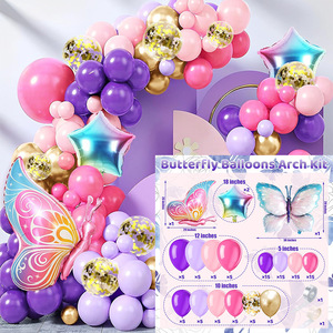 Venta al por mayor de globos de mariposa, conjunto de cadena de globos de cumpleaños para un año de edad, decoración de la boda del Día de San Valentín de la madre - Product Image 3