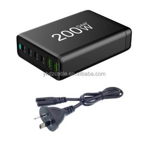 200W GAN Desktop <b>Socket</b> 4USB C+2USB 6 Ports High Power Fast Charger Android Smartphone <b>Universal</b> Travel Wall Charger - Product Image 2