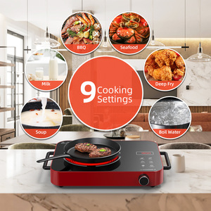 Table de cuisson électrique portable en céramique 2000W avec 9 réglages de cuisson pour barbecue, fruits de mer, soupes et plus, idéale pour la cuisine domestique - Product Image 4