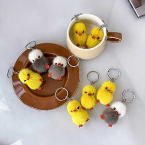 Porte-clés de voiture en peluche canard en fourrure de vison mignon, pendentif exquis pour sac à dos, jouet poupée, cadeau pour couple - Product Image 2
