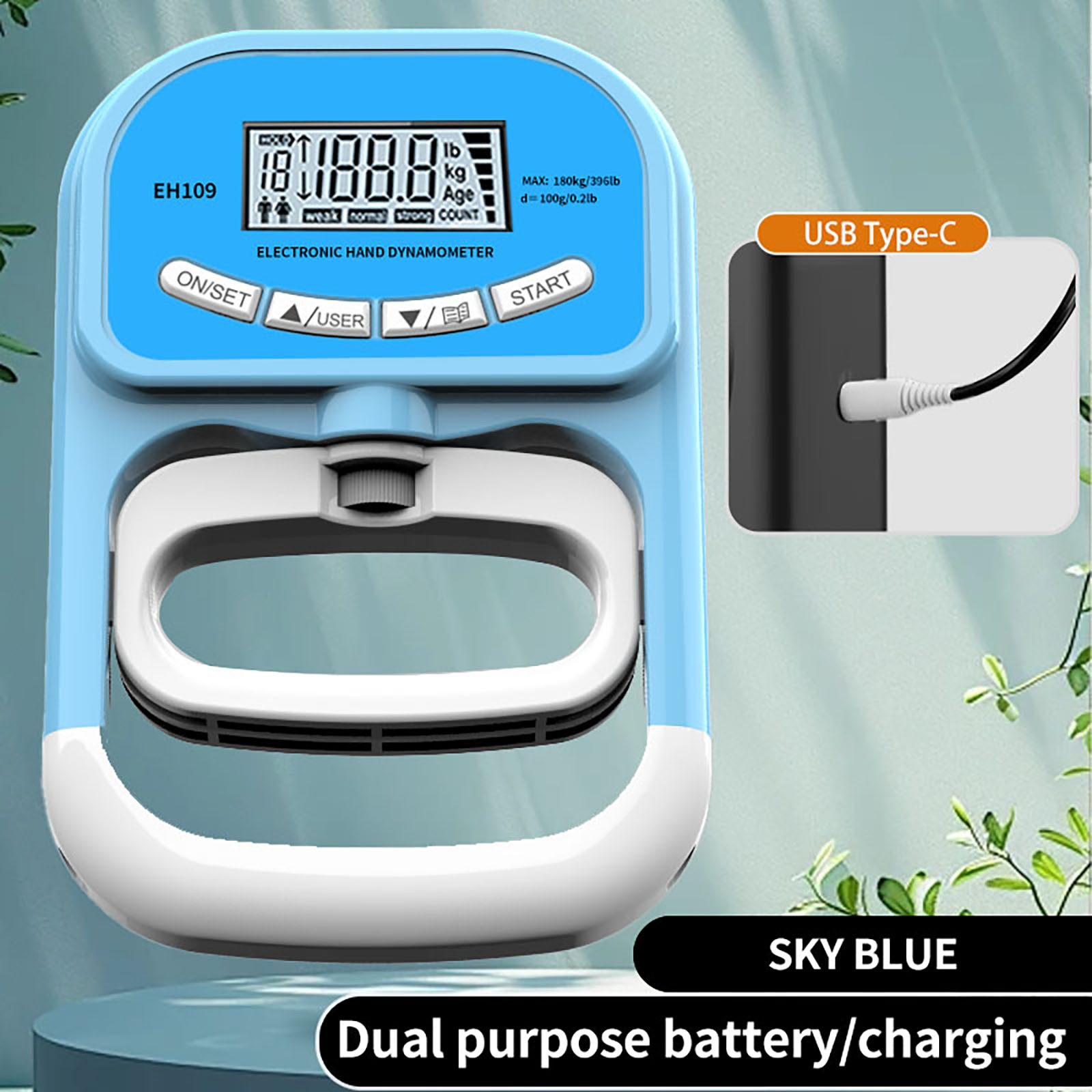 Eh109 misuratore di forza di presa transfrontaliero blu inglese 0-180 kg