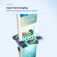Station de charge rapide PD20W avec 10 câbles tressés de qualité industrielle, kiosque de charge Y2 Power AXI à double face avec écran LCD 21,5''
