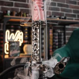 Usine En Gros <span class=keywords><strong>Shi</strong></span>_carver Narguilé En Acier Inoxydable Gatling Style Lounge bar Shisha ensemble Boîte Cadeau Version Originale - Product Image 1