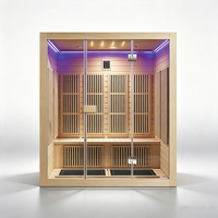 Sauna infrarouge lointain électrique de haute qualité en bois massif (Hemlock/Cèdre rouge) pour 4 personnes, idéal pour chambre et villa