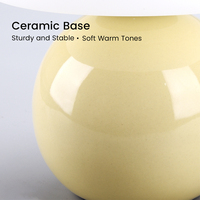 Petite lampe de table en forme de champignon blanc avec base en céramique, abat-jour en plastique, lumière LED à intensité variable, veilleuse pour salon, décoration de la maison