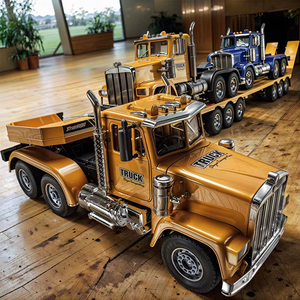 Camion de transport télécommandé DWI DOWELLIN, semi-<span class=keywords><strong>remorque</strong></span> d'ingénierie, 13 canaux, avec son et lumières, pour enfants - Product Image 1