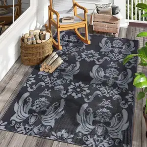 Reversible Portable Outdoor Carpet Large Waterproof Polyester And PP Material Washable Straw Rug For Patio And Outdoor Areas