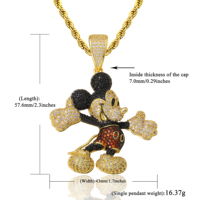 Pendentif Souris Mignonne en Laiton Plaqué Or 14 carats avec Zircon, Bijou Hip Hop Iced Out pour Hommes – Vente Flash
