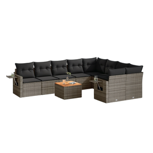 Conjunto de Sofás de Jardín Grises de 6 Plazas, Muebles de Ratán para Exteriores Resistentes a la Intemperie, Diseño Contemporáneo - Product Image 1