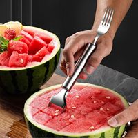 Mandoline professionnelle multifonctionnelle à double extrémité, coupe-fruits, coupe-pastèque, trancheuse, manche en acier inoxydable, outil facile à nettoyer