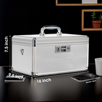 Trousse médicale extra-large en alliage d'aluminium argenté, boîte de rangement verrouillable pour médicaments, multifonctionnelle, capacité 10-20L, rectangulaire, pour usage domestique