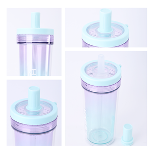 Haers Chất lượng cao cấp hai lớp Tritan cốc chai nước với rơm cho người lớn trẻ em 500ml BPA free - Product Image 5