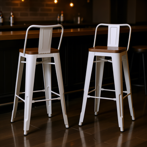 ชุดเก้าอี้บาร์เรย์น เมทัล บาร์สตูลสีขาว 30 นิ้ว เฟอร์นิเจอร์บาร์บ้านสไตล์อินดัสเทรียลโมเดิร์น - Product Image 2