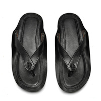 Sandales tongs en cuir pour hommes avec soutien de la voûte plantaire, confortables et amortissantes, pour la marche, à enfiler, intérieur/extérieur