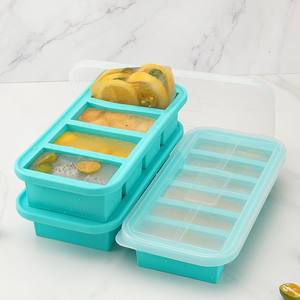 Molde de silicona con tapa para congelar, fácil de limpiar, contenedor doméstico para hielo, alimentos, sopa y comidas frías. - Product Image 1