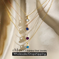 Collier EManco avec pendentif rond en pierre CZ, or, argent, acier inoxydable, multicouche, empilable, bijoux minimalistes