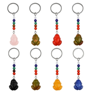 Colgante de cristal de cuarzo natural con diseño de rana, 7 <span class=keywords><strong>chakras</strong></span>, cadena, llavero, artesanía, joyería, decoración para bolsos de fiesta, regalo - Product Image 1