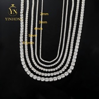 Collier Tennis en Argent Sterling 925 avec Diamants de Laboratoire VVS Moissanite, Testé au Diamant, 2mm 3mm 4mm 5mm 6.5mm