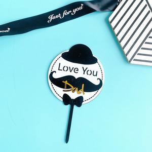 ของตกแต่งเค้กวันพ่อรูปน้ำผึ้งและของหวาน อะคริลิกสำหรับงานวันเกิด คุณพ่อ รักคุณ พ่อ หนวด โบว์ไท - Product Image 2